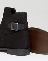 Thumbnail for your product : ASOS Wide Fit Chelsea Boots In Black Suede With Strap Detail