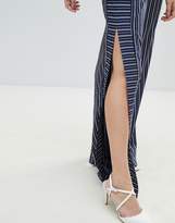 Thumbnail for your product : PrettyLittleThing Striped Side Split Wide Leg Trousers