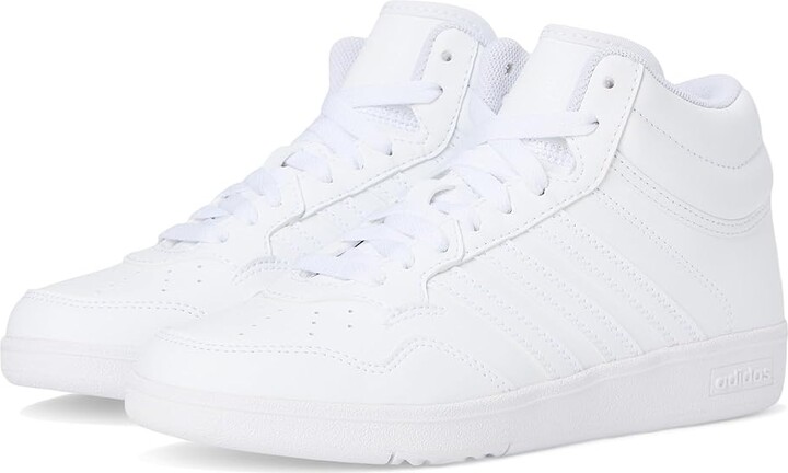 Adidas Originals Kids Hoops 4.0 Mid Top Basketball Shoes (Big Kid) Kids Shoes White/White/Black : 5 Big Kid M, Synthetic