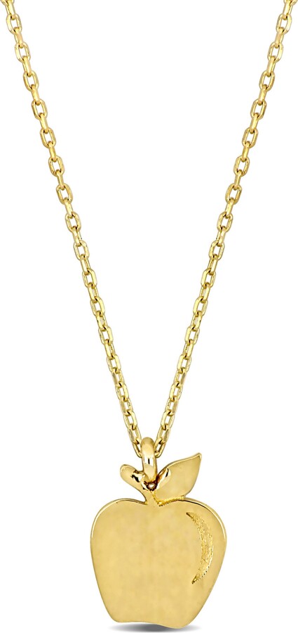mimi max apple pendant with chain in 14k yellow gold 17 in