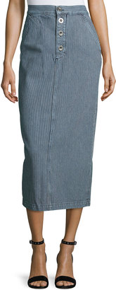 MiH Jeans Malo Striped Long Skirt, Blue/White