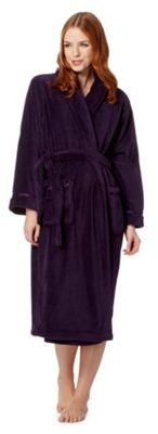 Lounge & Sleep Dark purple shawl collar fleece dressing gown