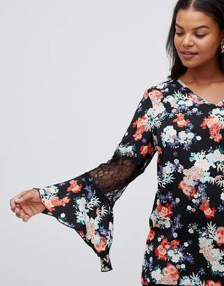 Lovedrobe floral blouse with sheer panels