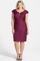 Thumbnail for your product : London Times Shimmer Shutter Pleat Sheath Dress (Plus Size)
