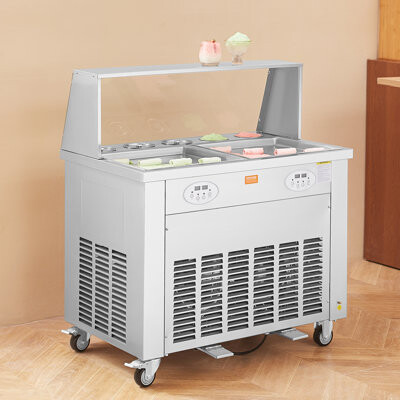 VEVOR Fried Ice Cream Roll Machine Rolled Ice Cream Maker 13.8x13.8 inch 2 Pans