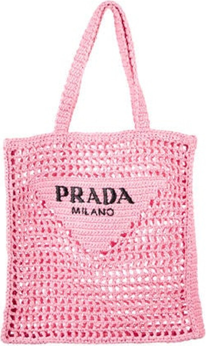 Prada Interwoven Logo Tote Bag - White for Women