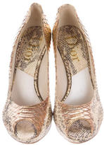 Thumbnail for your product : Christian Dior Python Peep-Toe Pumps