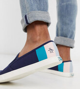 Thumbnail for your product : Original Penguin wide fit slip on stripe plimsoll in navy