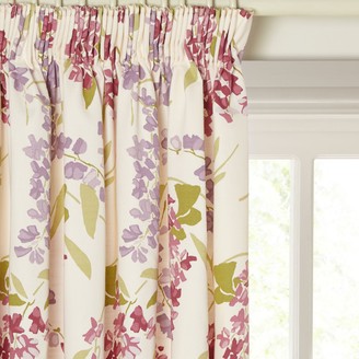 John Lewis & Partners Wisteria Pair Lined Pencil Pleat Curtains, Pink / Purple