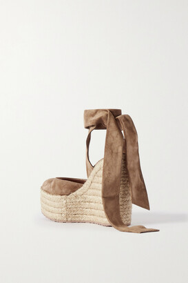 Gianvito Rossi 70 Suede Wedge Espadrilles - Neutrals - ShopStyle