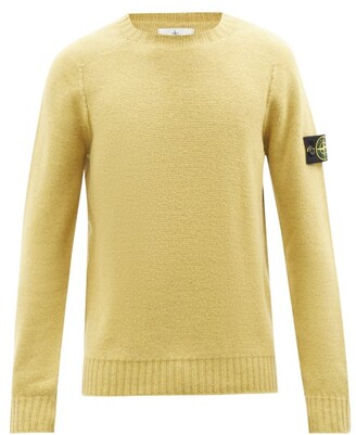 Stone Island Logo-patch Wool-blend Sweater - Yellow