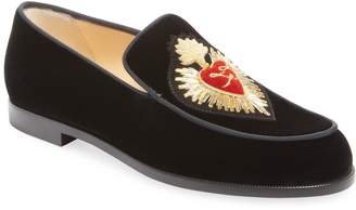 Christian Louboutin Women's Perou Corazon Velvet Loafer