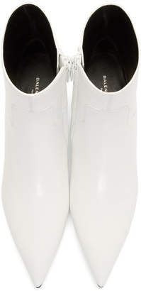 Balenciaga White Slash Heel Boots