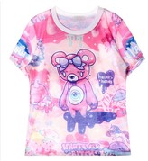 Thumbnail for your product : Harajuku Lovers Style Pattern Print Short Sleeves Pink T-shirt