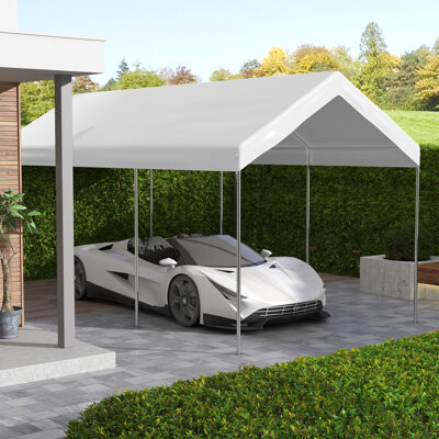 VODYXSEP Carport Replacement Top Canopy Cover Waterproof And UV Protected Garage Car Port Cover With Ball Bungee Cords(Only Cover)