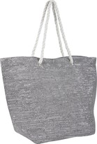Thumbnail for your product : Lazy Beach Bag Ladies Beach Bag Sparkling Blue Silver Stripe Design Shoulder Tote Handbag Paper Straw with Braided Rope Handles Fully Lined Phone Pocket Top Zip - Ideal for Holidays Seaside Poolside Shopping 55cm