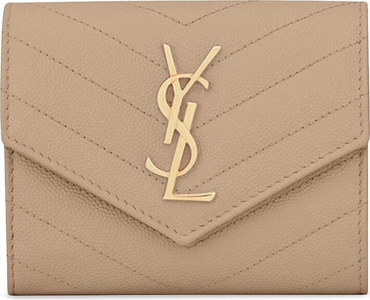 Shop Saint Laurent Cassandre Matelassé Compact Tri Fold Wallet In