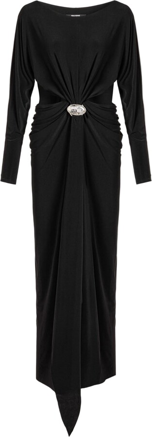 Nocturne Black One-Shoulder Cut-Out Maxi Dress