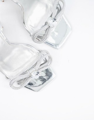 ASOS DESIGN Wide Fit Nella high-heeled sandals with diamante bow
