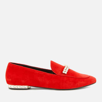 Dune Women's Gara Suede Jewelled Heel Loafers - Red