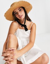Thumbnail for your product : Pieces straw hat with black tie