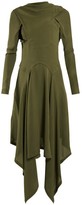 Thumbnail for your product : J.W.Anderson Draped Asymmetric High-neck Silk Dress - Khaki