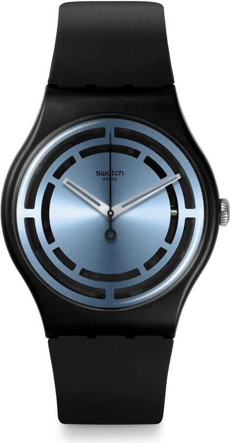 Swatch New Gent Bioceramic Unisex Watch Casual Bioceramic Black Quartz Waterproof Circled Lines