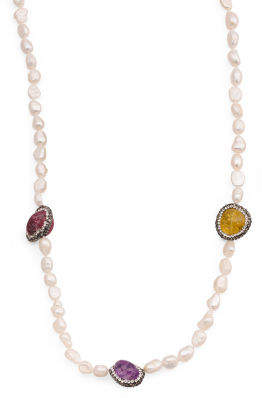 Pearl Multi-color Quartz And Crystal Necklace