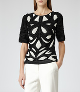 Thumbnail for your product : Reiss Basset EMBELLISHED SEMI SHEER TOP BLACK/CREAM