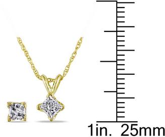 Julie Leah 2/3 CT TW Diamond 14K Gold Solitaire Necklace and Stud Earrings Set
