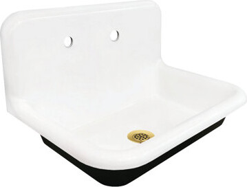 Kingston Brass Towne 30-Inch Cast Iron Single Bowl Wall Mount Utility Sink With Drain