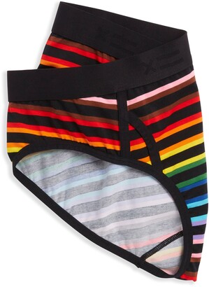 TomboyX Iconic Briefs, Super Soft Cotton, All Day Comfort, Size Inclusive  (3XS-6X) Black Rainbow X Small