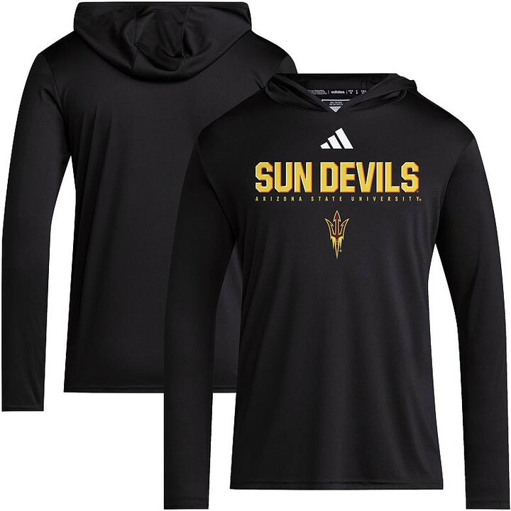 Men's adidas Black Arizona State Sun Devils 2025 AEROREADY Sideline Training Long Sleeve Hooded T-Shirt