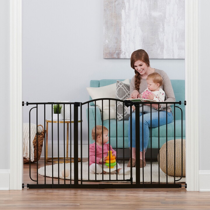 Regalo Extra Wide 58” Arched Décor Baby Safety Gate with Extensions, Pressure-Mounted for Doorways & Bottom of Stairs, Dark Bronze