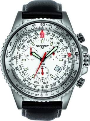 Torgoen T20104S02 Men's Aviator Quartz Watch with Chronograph and Black Leather Strap