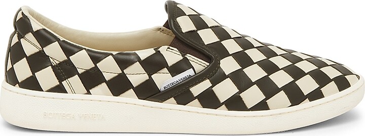 Bottega Veneta Men's Sawyer Intrecciato Leather Slip-On Sneakers - Sea Salt Khaki - Size 7
