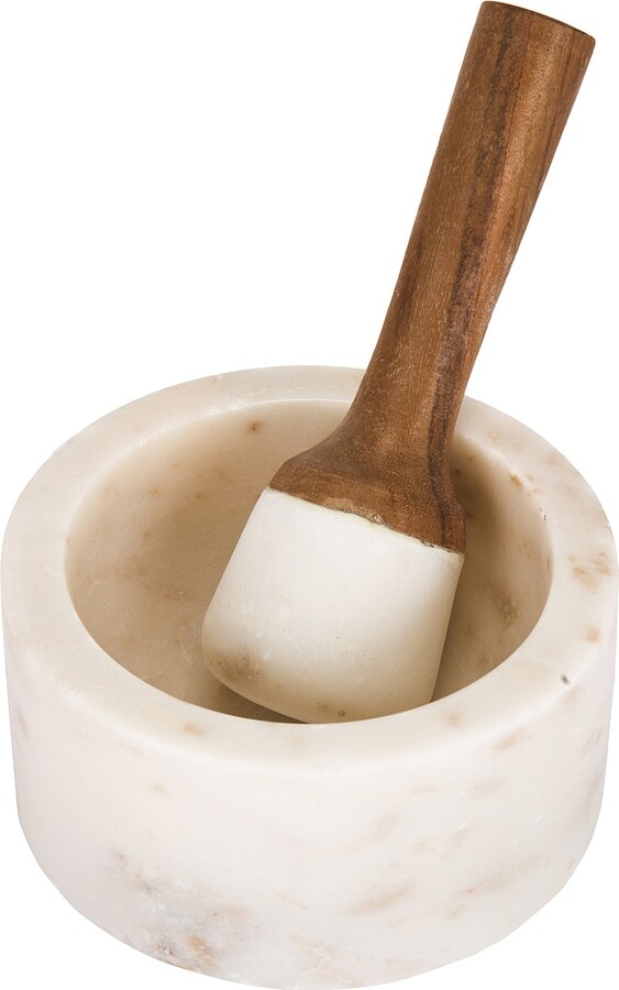 Verve Culture Marble Mortar & Pestle in White,Brown