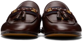 Gucci Burgundy Web Interlocking G Slip-On Loafers