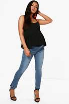 Thumbnail for your product : boohoo Maternity Drop Hem Split Seam Skinny Jean