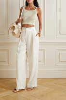 Thumbnail for your product : IOANNES Cropped Crochet-knit Cotton-blend Top - Off-white