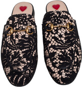 Thumbnail for your product : Gucci Black Lace Princetown Mules Size 36.5