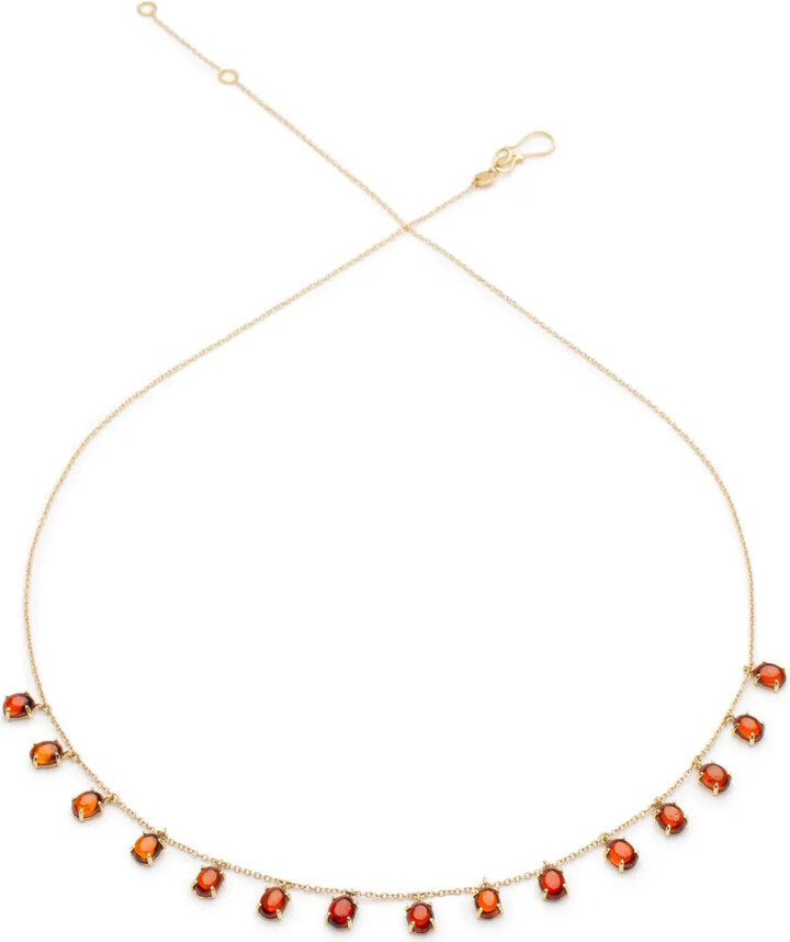 We by WHITEbIRD 18kt yellow gold Dancing Drops garnet necklace