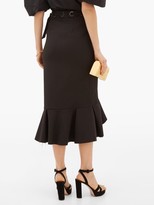 Thumbnail for your product : Johanna Ortiz Asymmetric Ruffled Cotton-blend Midi Skirt - Black
