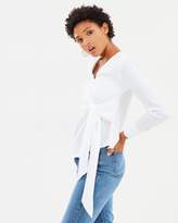 Thumbnail for your product : Warehouse Long Sleeve Wrap Top