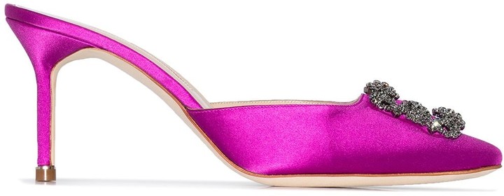 manolo blahnik pink mules