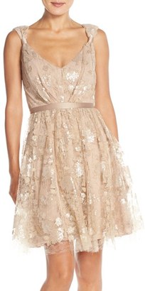 Vera Wang Lace & Sequin Sleeveless Fit & Flare Dress