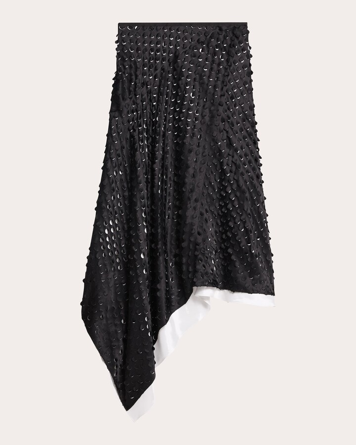 Helmut Lang Asymmetric Laser-Cut Satin Skirt