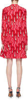 Thumbnail for your product : Valentino Long-Sleeve Crepe de Chine Lipstick-Print Mini Dress