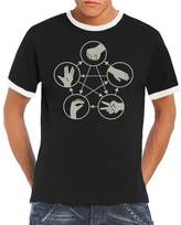 Thumbnail for your product : Touchlines Big Bang Theory Men's Ringer Contrast T-Shirt Stone Scissors Paper Lizard Spock white/black Size:L