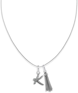 Kendra Scott Letter J Charm Tassel Necklace in Vintage Silver